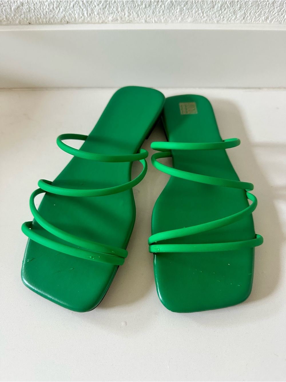Women's Strappy Slide Sandals in Bright Green